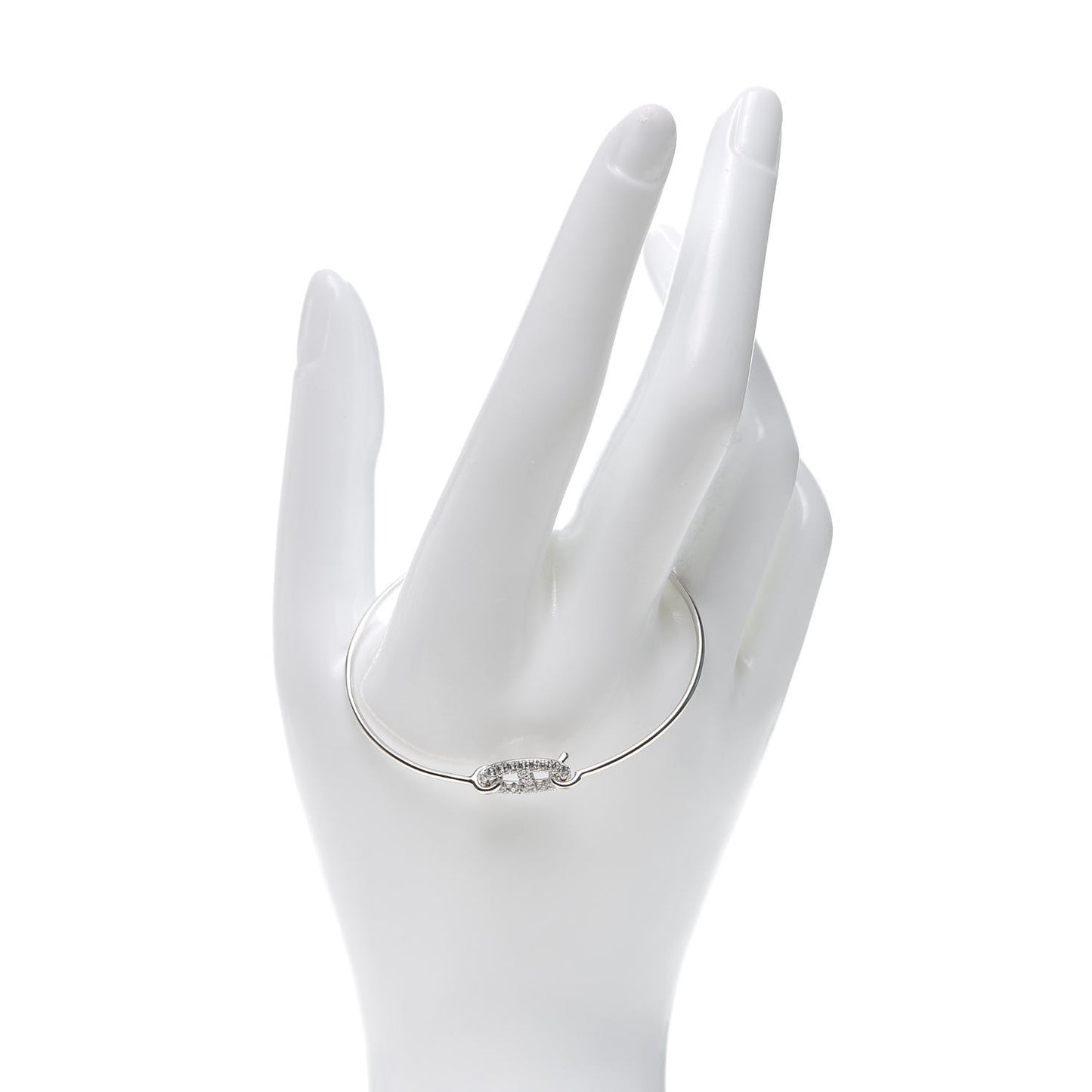 18K White Gold Diamond PM Ronde Chaine d'Ancre Bracelet SH