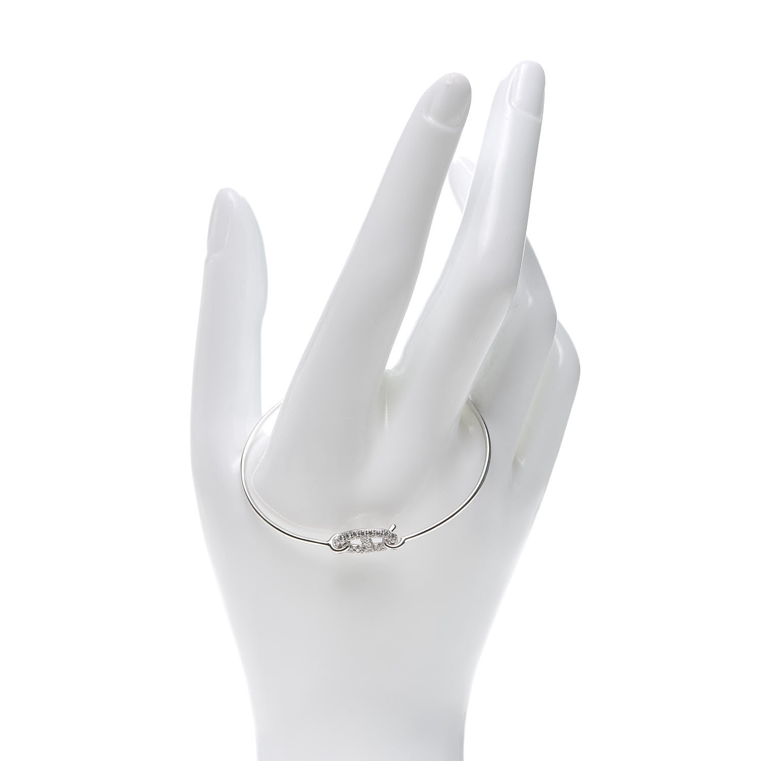 Hermes 18K White Gold Diamond PM Ronde Chaine d'Ancre Bracelet SH 2 of 6