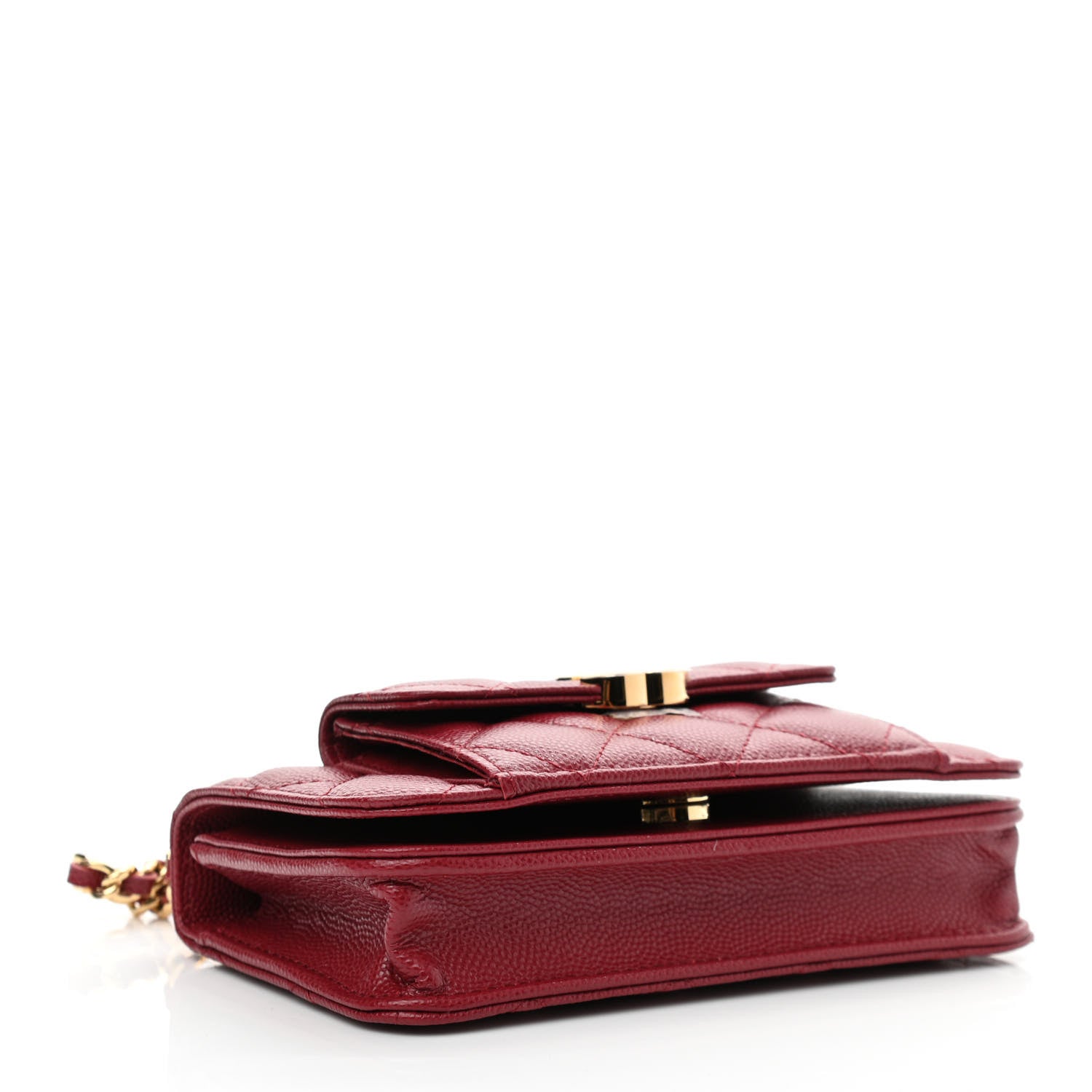 Chanel Caviar Quilted Pocket Twins Clutch With Chain Burgundy 4 of 13