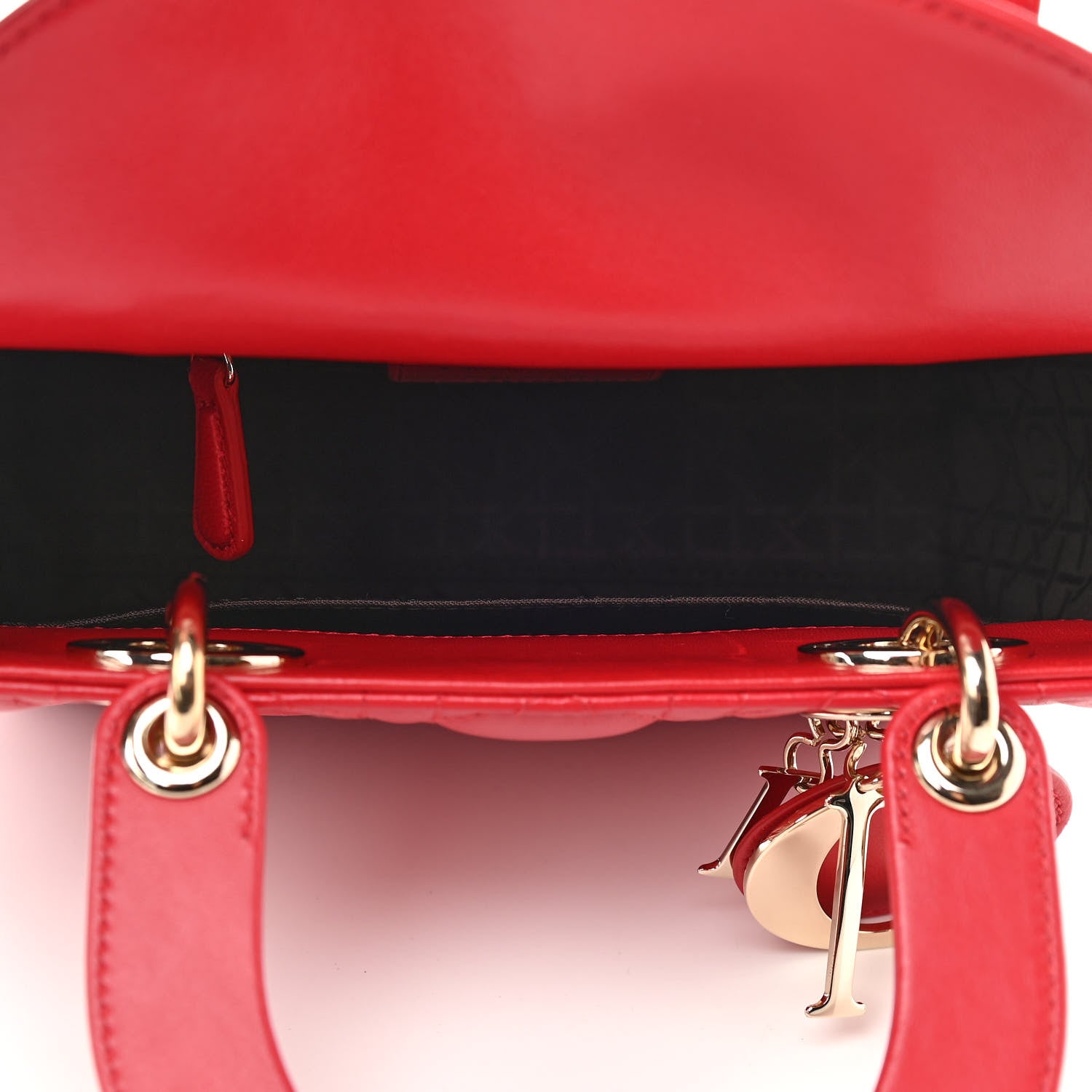 Christian Dior Lambskin Cannage Small Lucky Badges My Lady Dior Red 4 of 9