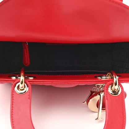Christian Dior Lambskin Cannage Small Lucky Badges My Lady Dior Red 4 of 9