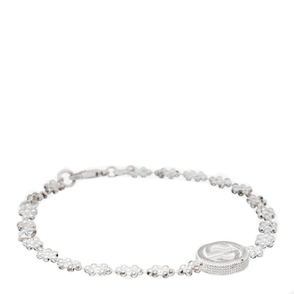 Gucci Sterling Silver Interlocking GG Beaded Flower Bracelet 1 of 3