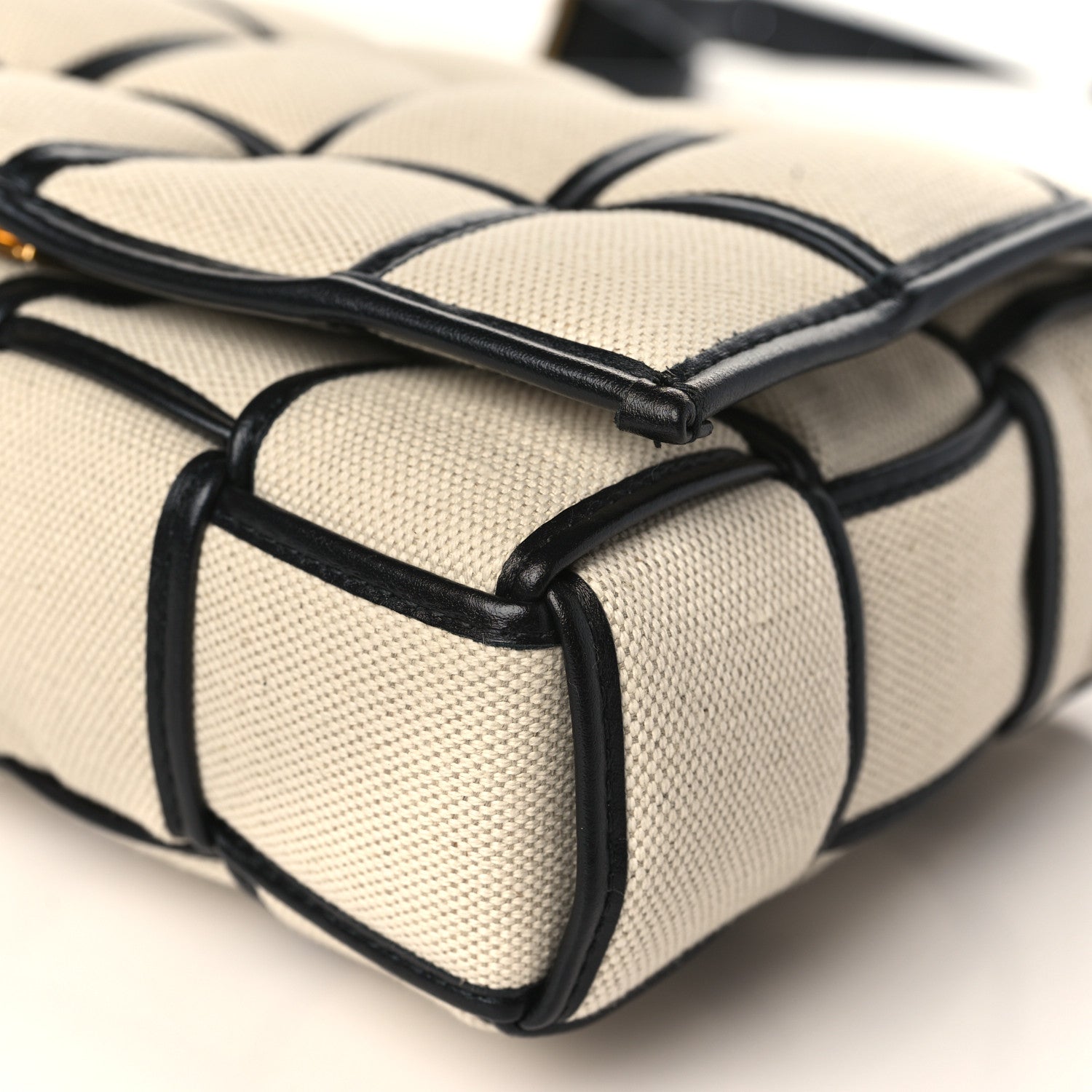 Bottega Veneta Canvas Intrecciato Padded Cassette Crossbody Bag Natural Black 9 of 9
