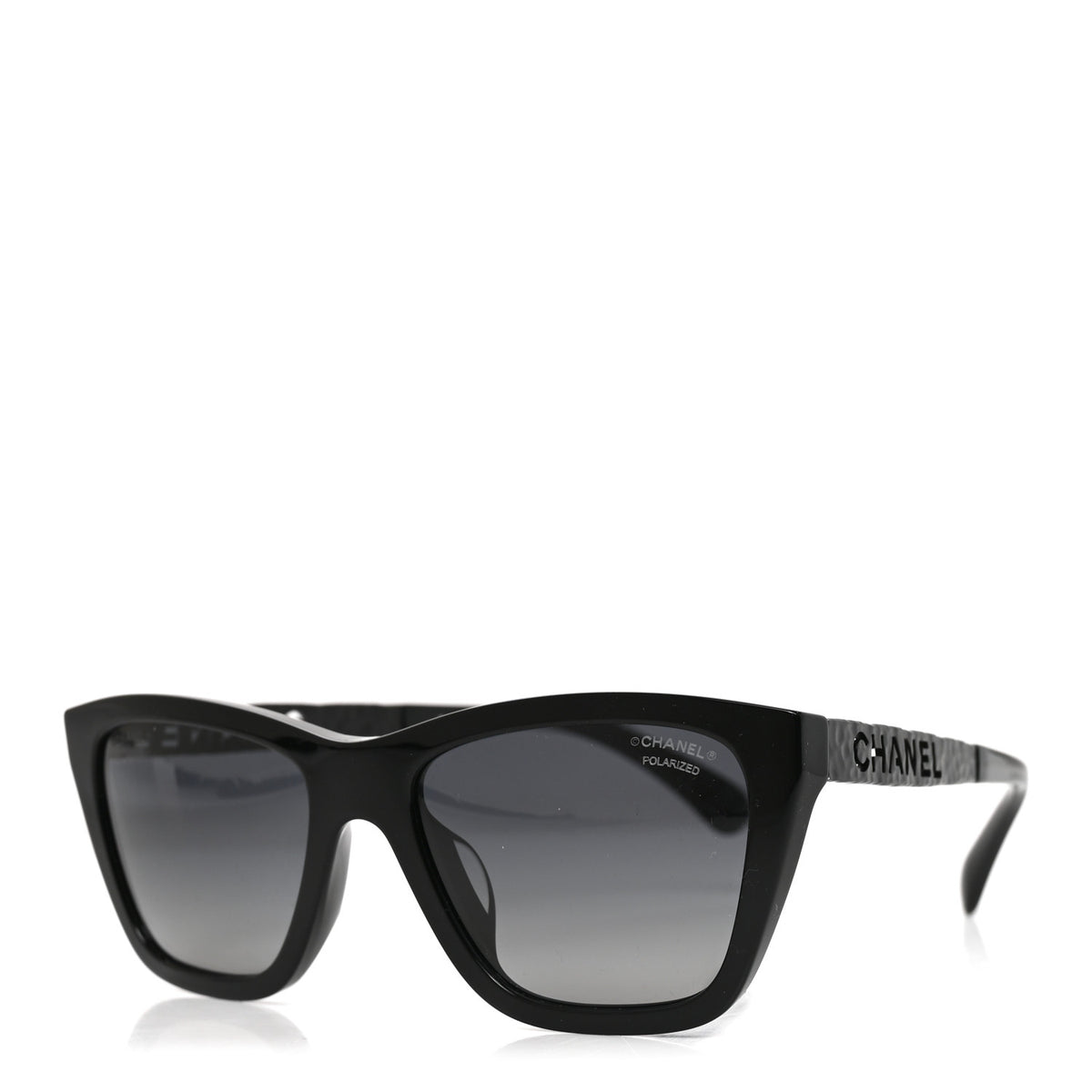 Chanel Acetate Metal Polarized Rectangle Sunglasses 5442-A Black 1 of 7