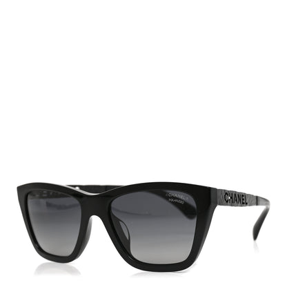 Chanel Acetate Metal Polarized Rectangle Sunglasses 5442-A Black 1 of 7