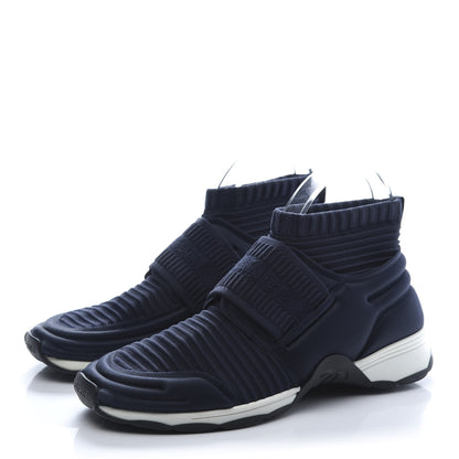 Chanel Stretch Fabric CC Sneakers 39 Blue 4 of 9