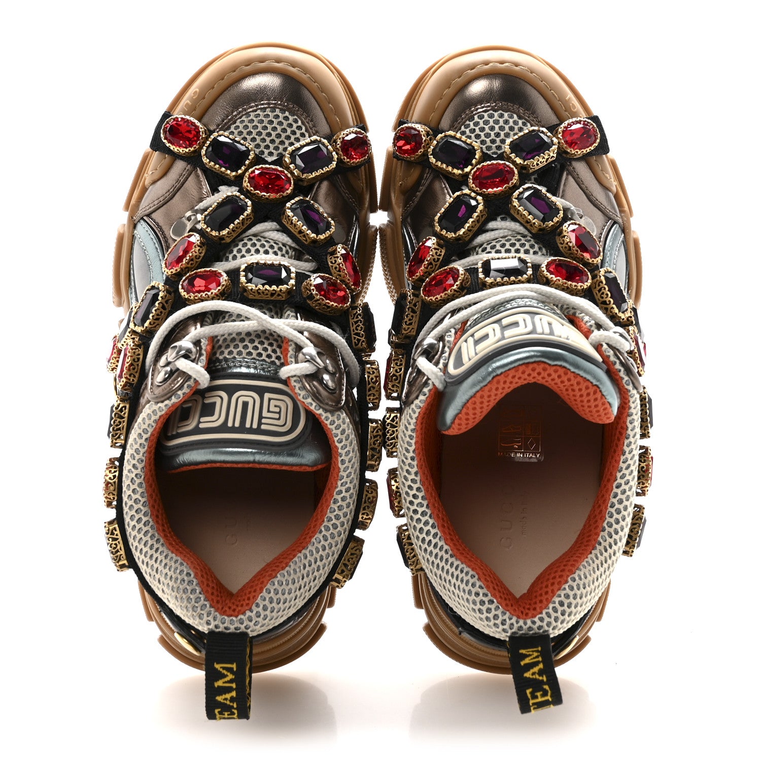 Gucci X SEGA Metallic Calfskin Mesh Removable Crystals Womens