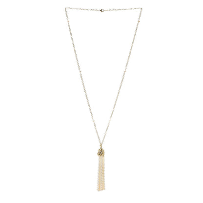 Tiffany 18K Yellow Gold Pearl Paloma Picasso Olive Leaf Tassel Necklace 3 of 5