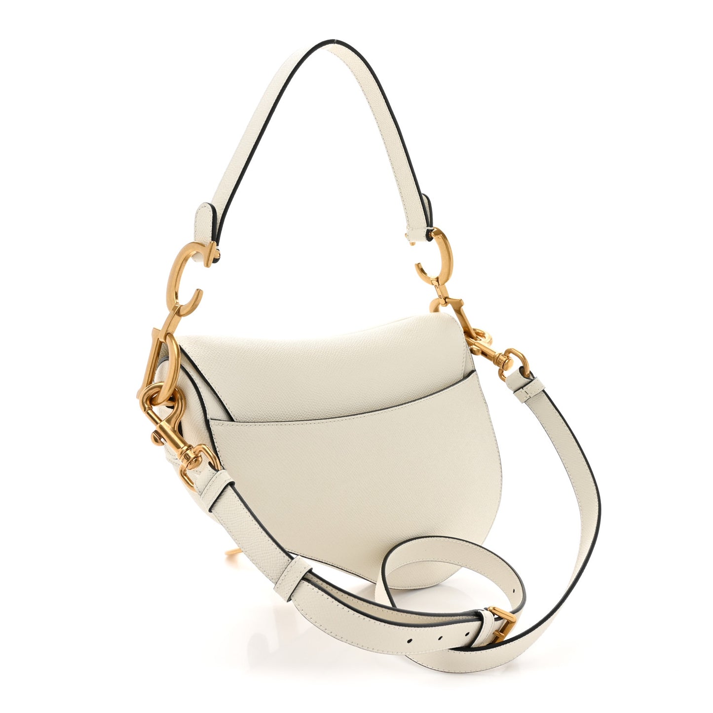 Grained Calfskin Saddle Bag With Strap Latte