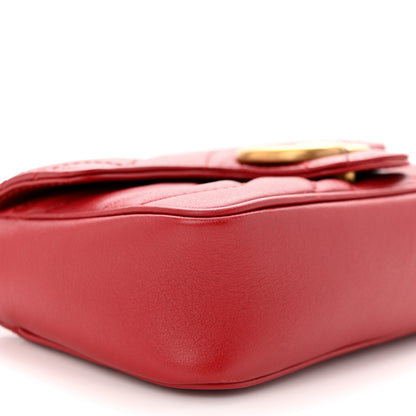 Gucci Calfskin Matelasse Super Mini GG Marmont Shoulder Bag Hibiscus Red 9 of 12