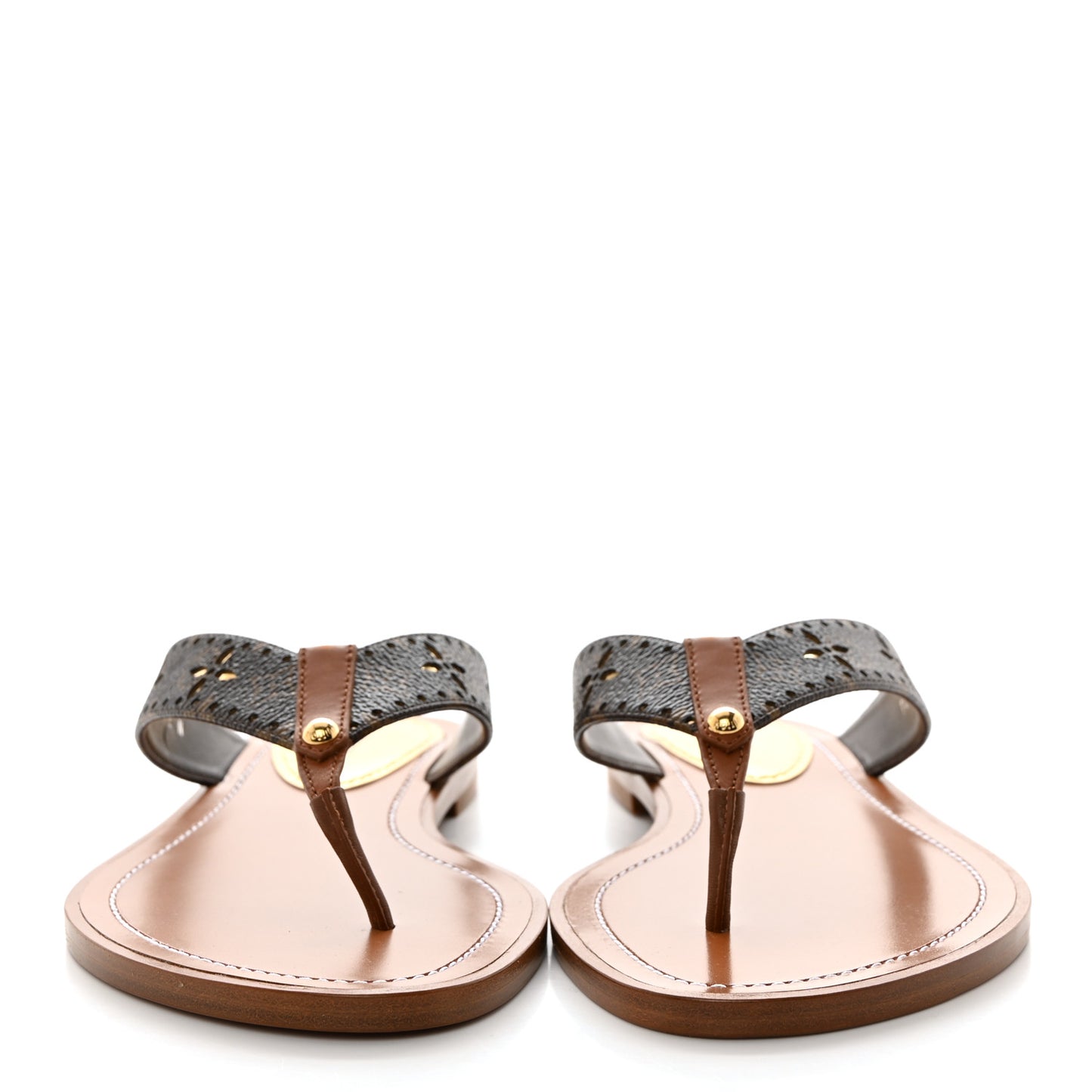Monogram Sunny Flat Thong Sandals 37.5 Brown
