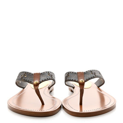 Louis Vuitton Monogram Sunny Flat Thong Sandals 37.5 Brown 2 of 9