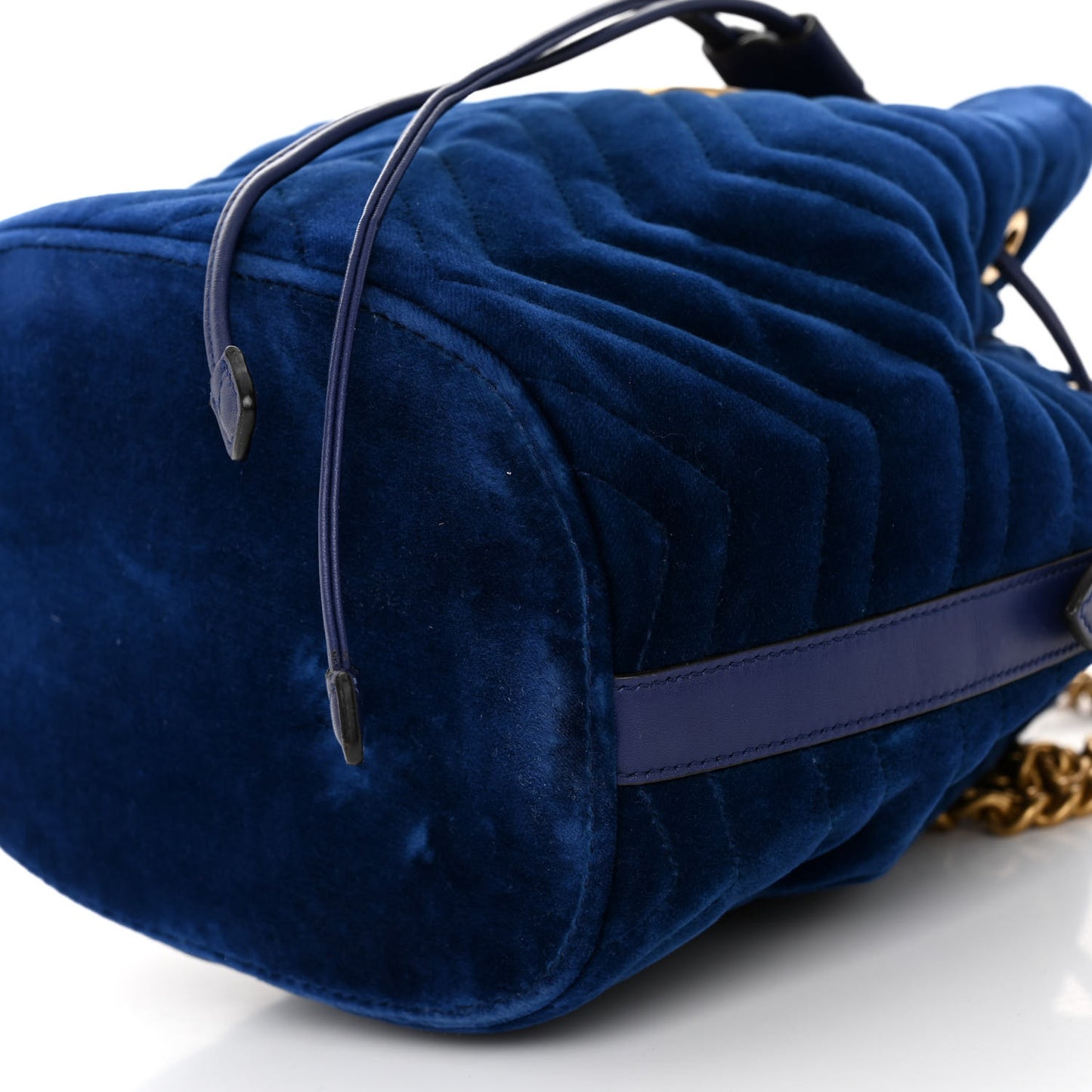 Velvet Matelasse GG Marmont Bucket Bag Cobalt Blue