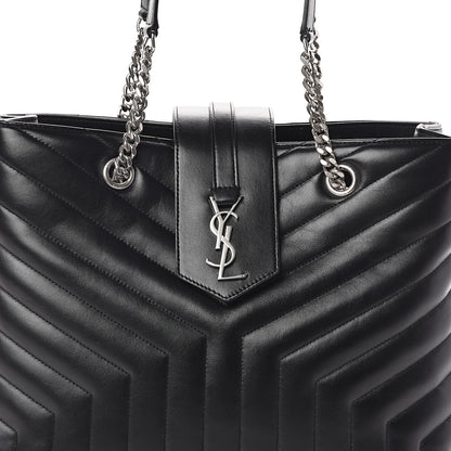Saint Laurent Calfskin Y Quilted Monogram Large Loulou Shopper Black 7 of 9