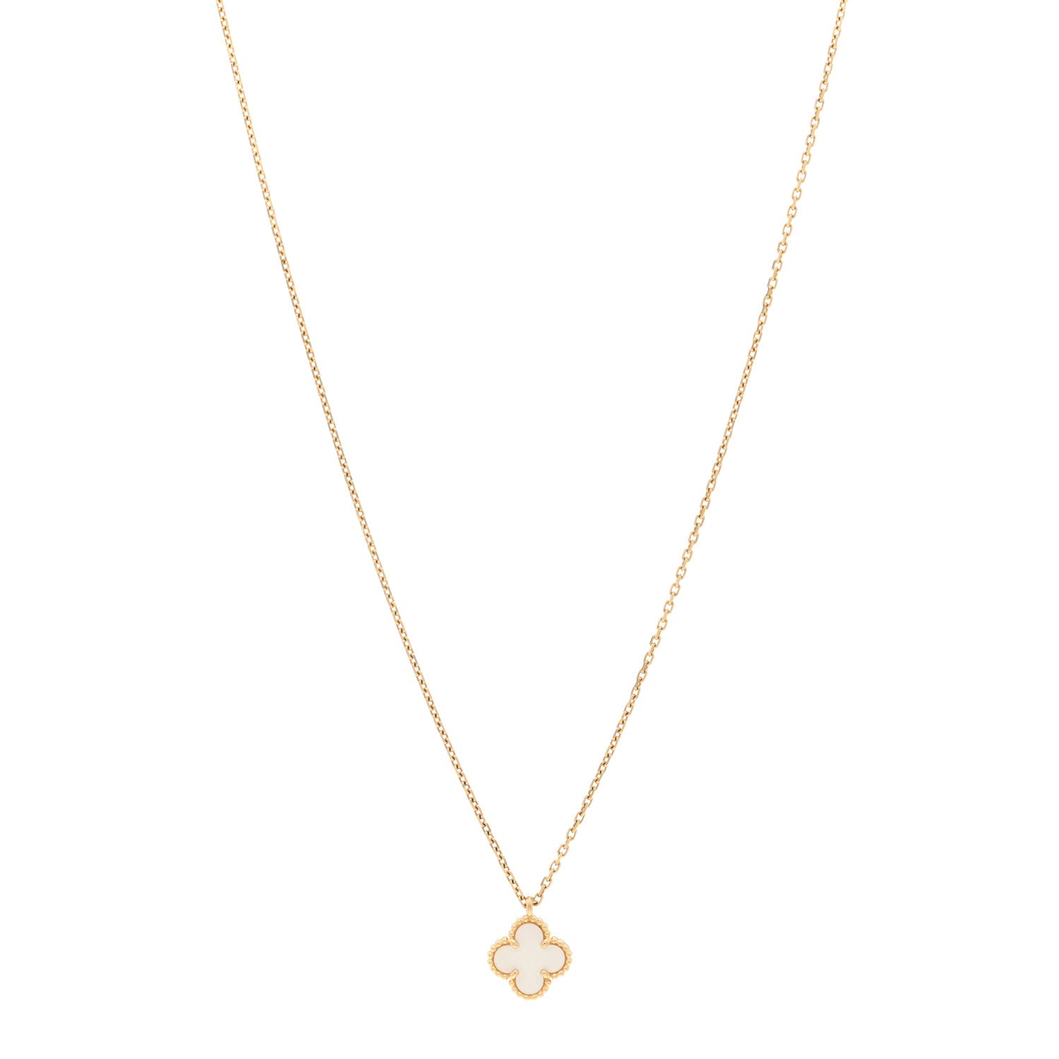 Van Cleef & Arpels 18K Yellow Gold Mother of Pearl Sweet Alhambra Pendant Necklace 1 of 4