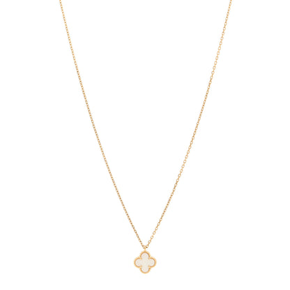 Van Cleef & Arpels 18K Yellow Gold Mother of Pearl Sweet Alhambra Pendant Necklace 1 of 4