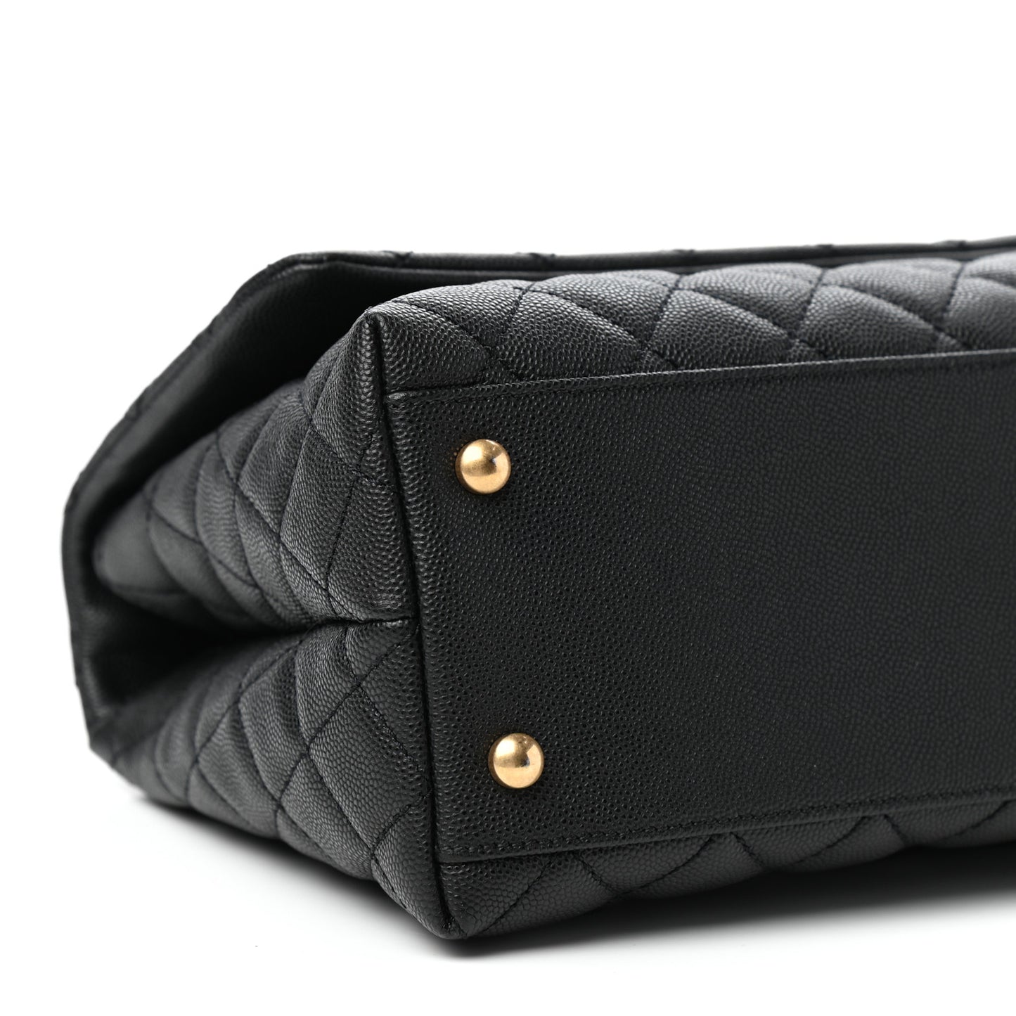 Caviar Lizard Embossed Quilted Small Coco Handle Flap Black