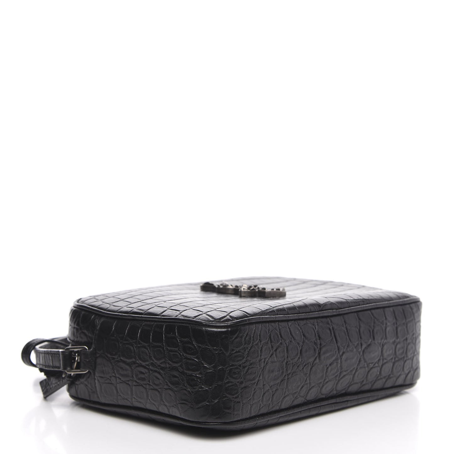 Calfskin Crocodile Embossed Monogram Lou Camera Bag Black