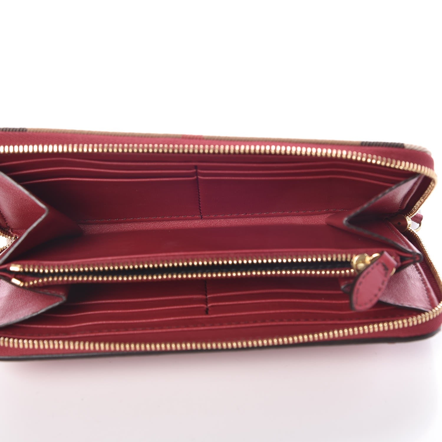 Burberry Calfskin House Check Elmore Zip Around Wallet Russet Red 5 of 8