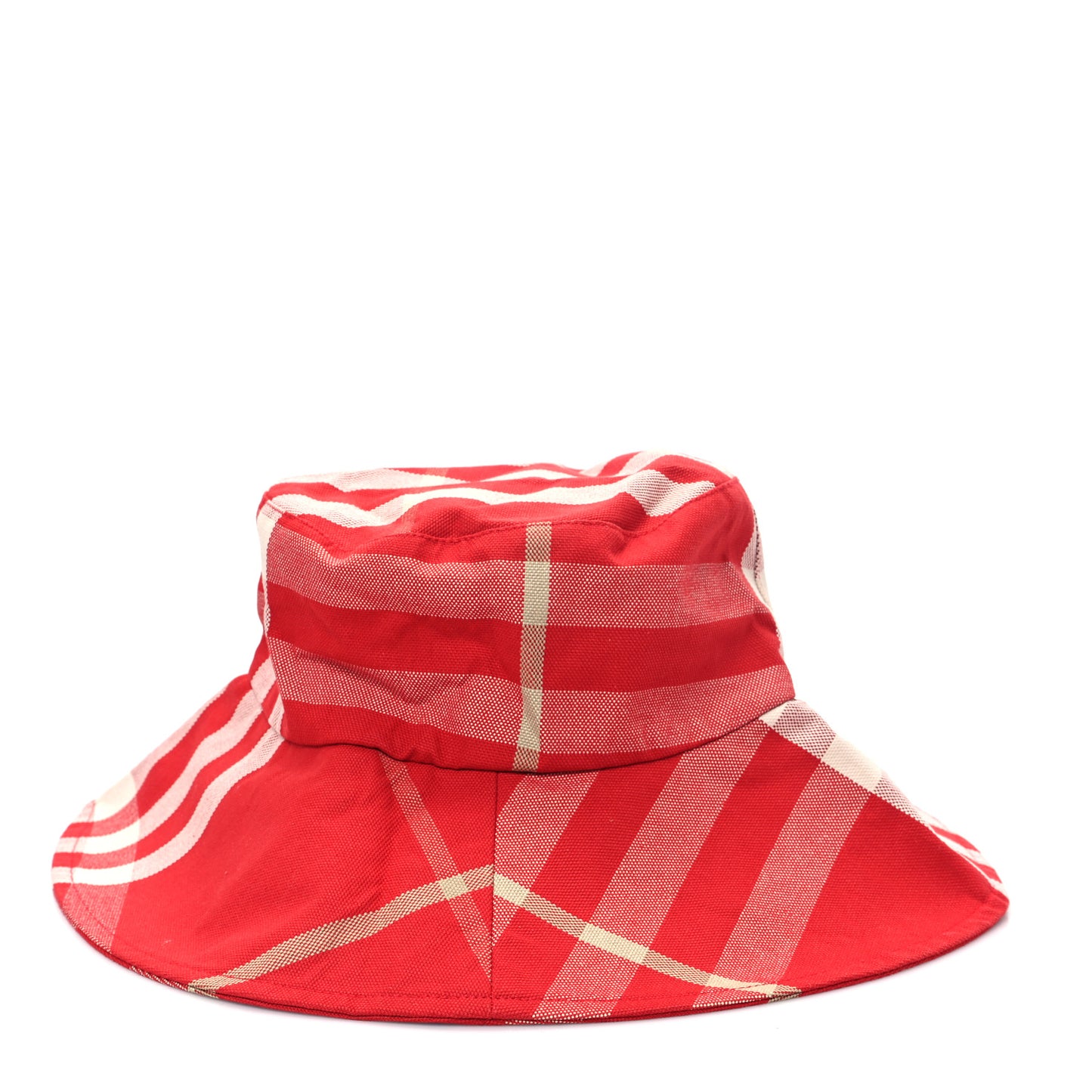 Technical Cotton Vintage Check Wide Brim Bucket Hat L Red