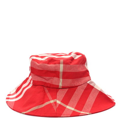 Burberry Technical Cotton Vintage Check Wide Brim Bucket Hat L Red 5 of 10
