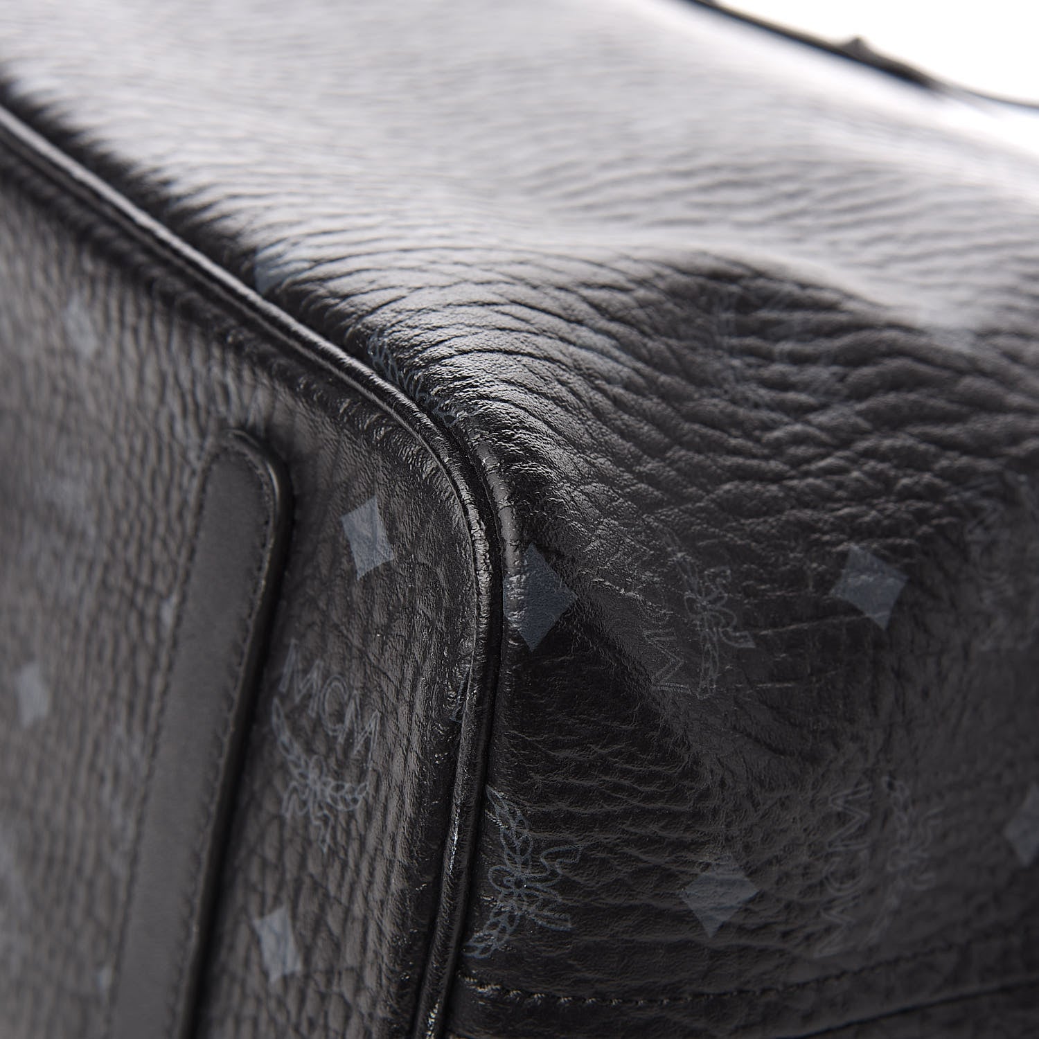 MCM Visetos Medium Anya Zip Top Shopper Tote Black 12 of 15