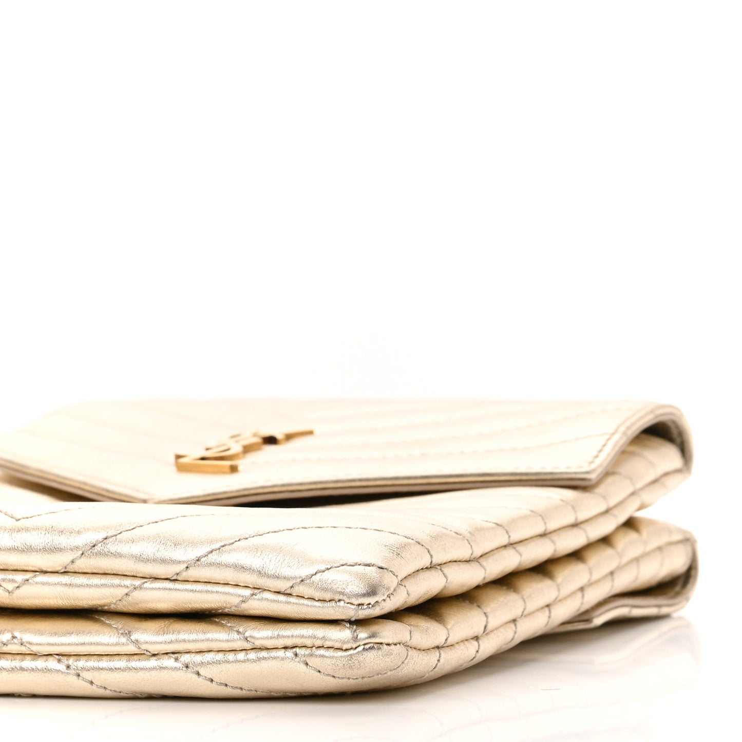 Metallic Lambskin Quilted Double Flap Bag Gold