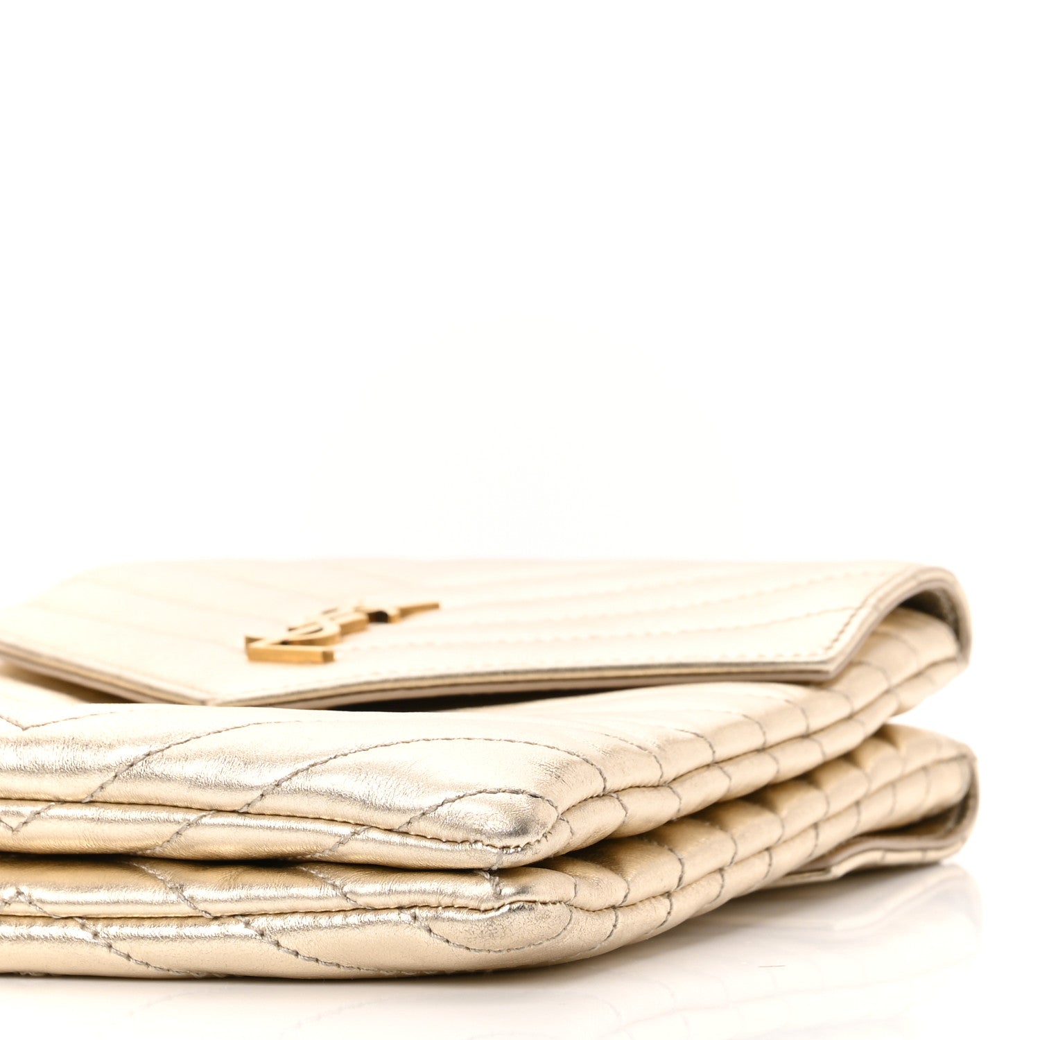 Saint Laurent Metallic Lambskin Quilted Double Flap Bag Gold 10 of 11