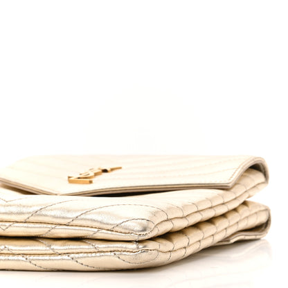 Saint Laurent Metallic Lambskin Quilted Double Flap Bag Gold 10 of 11