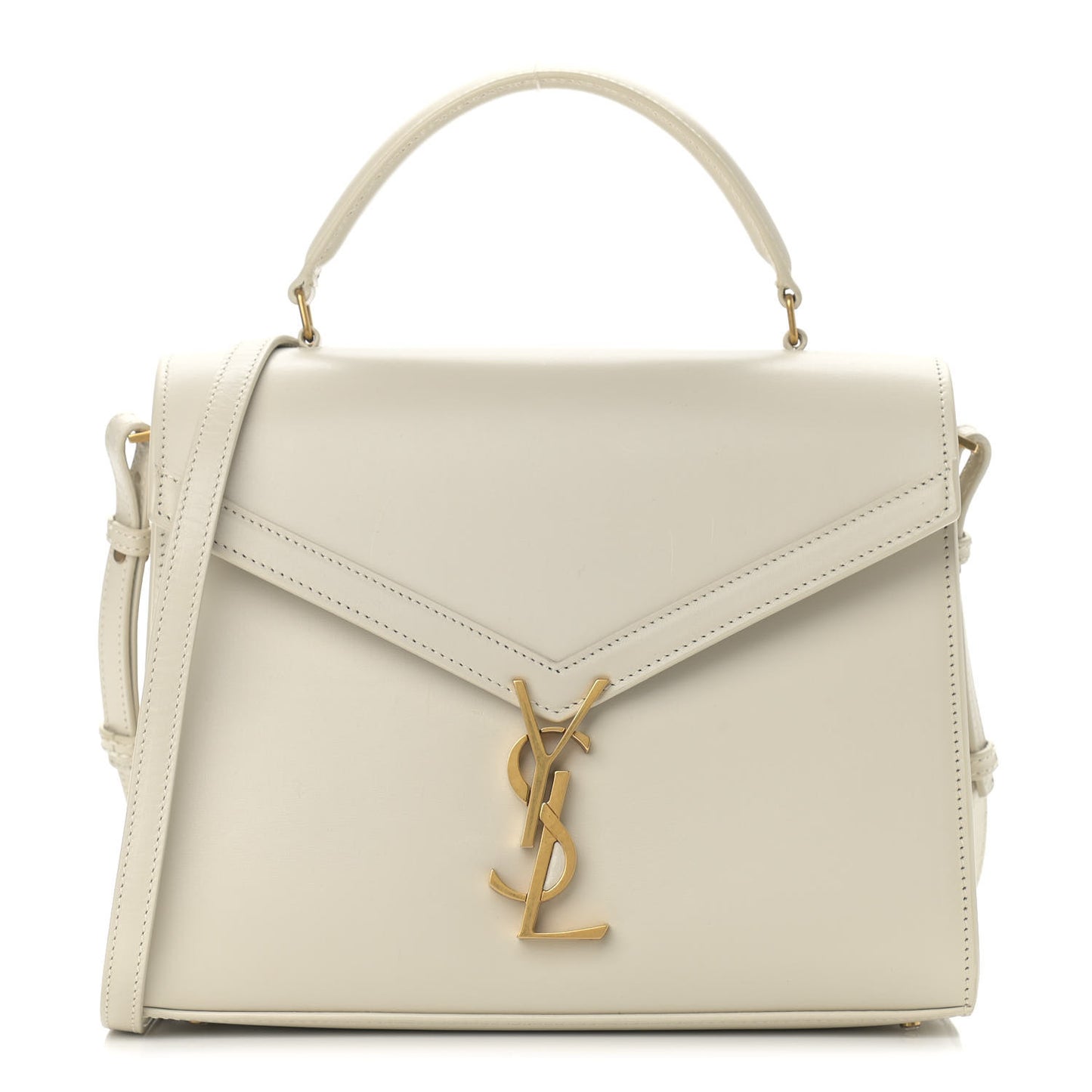 Smooth Calfskin Medium Classic Monogram Cassandra Top Handle Crema Soft Rouge Legion