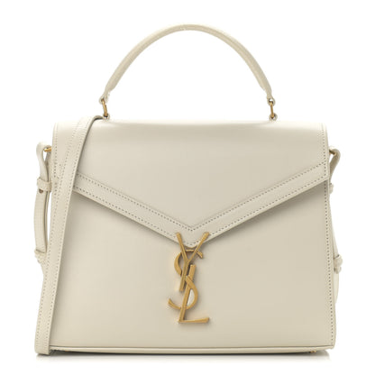 Saint Laurent Smooth Calfskin Medium Classic Monogram Cassandra Top Handle Crema Soft Rouge Legion 1 of 12