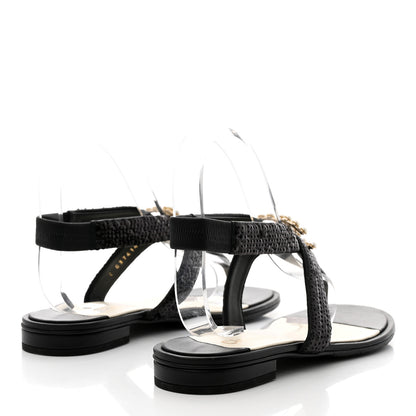 Chanel Lambskin Sequin Pearl CC Thong Sandals 38.5 Black 4 of 8