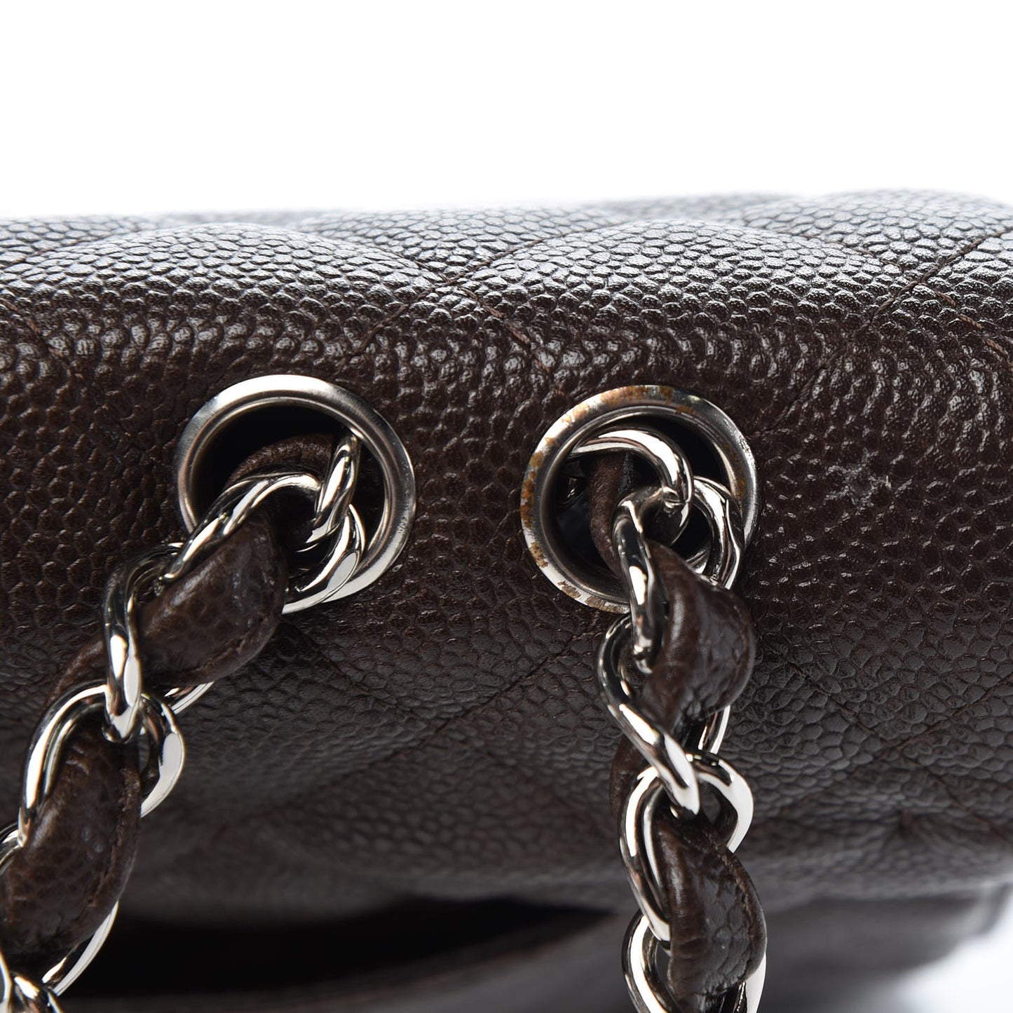 Caviar Quilted Jumbo Single Flap Dark Brown