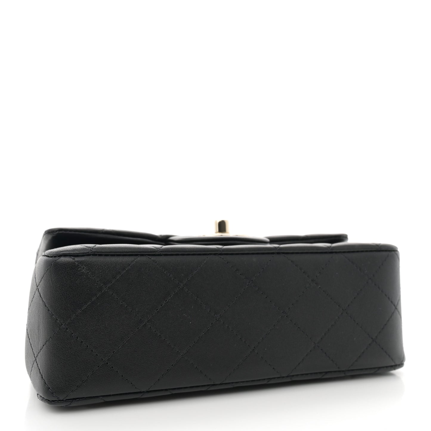 Lambskin Quilted Mini Top Handle Rectangular Flap Black