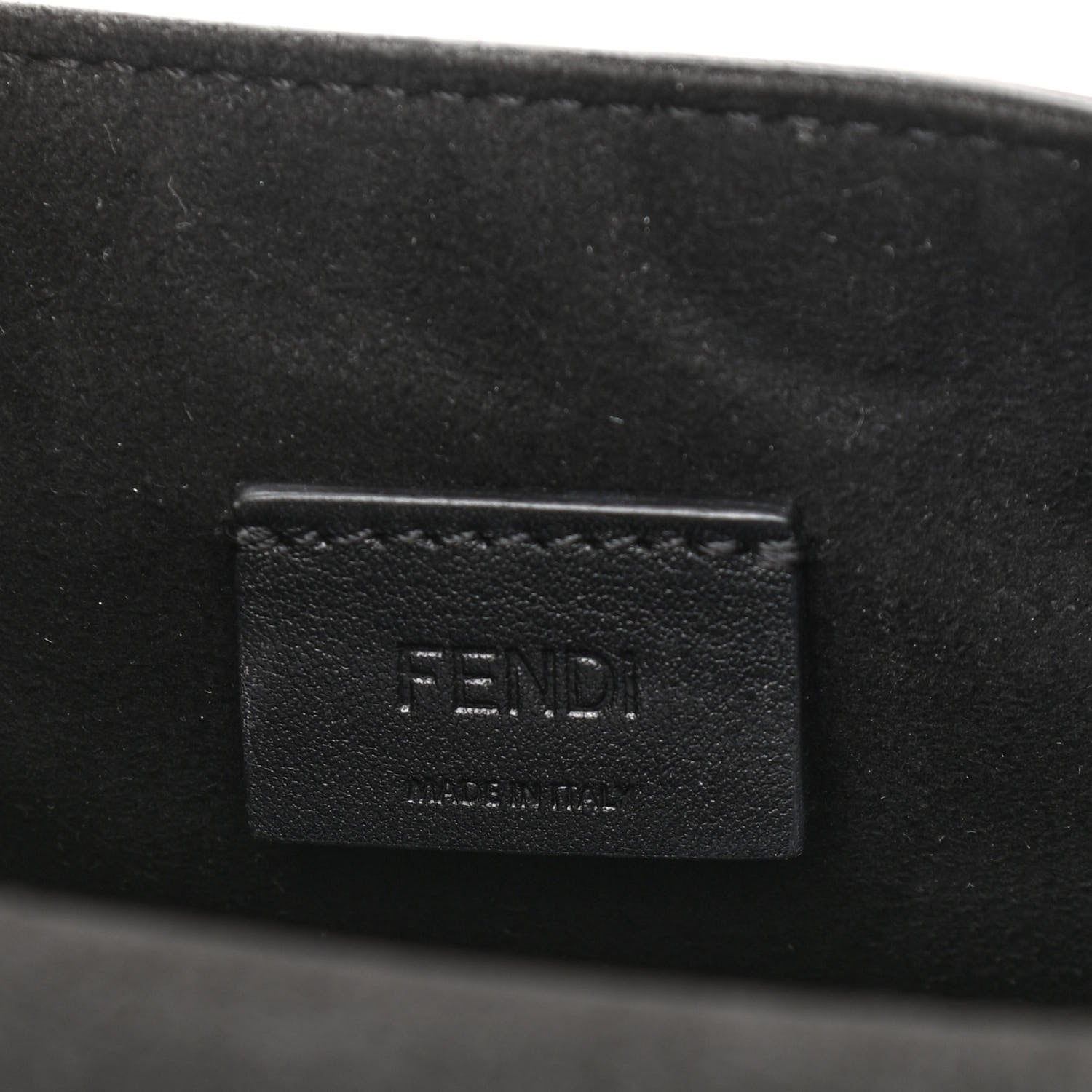 Fendi Shearling Vitello Vernice Mou Pequin Striped Mini Baguette Tobacco Black 7 of 11