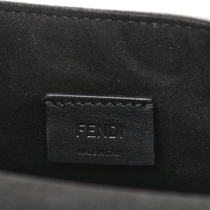 Fendi Shearling Vitello Vernice Mou Pequin Striped Mini Baguette Tobacco Black 7 of 11