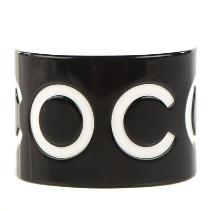 Chanel Resin Coco Wide Cuff Black White 1 of 5