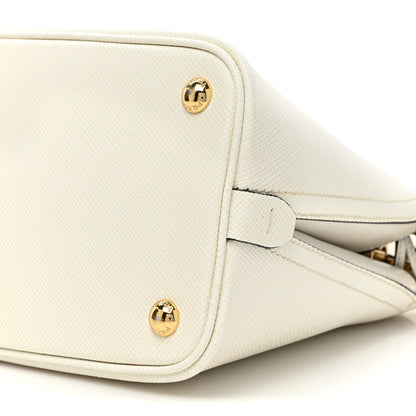Prada Saffiano Cuir Small Matinee Tote White Black 8 of 11