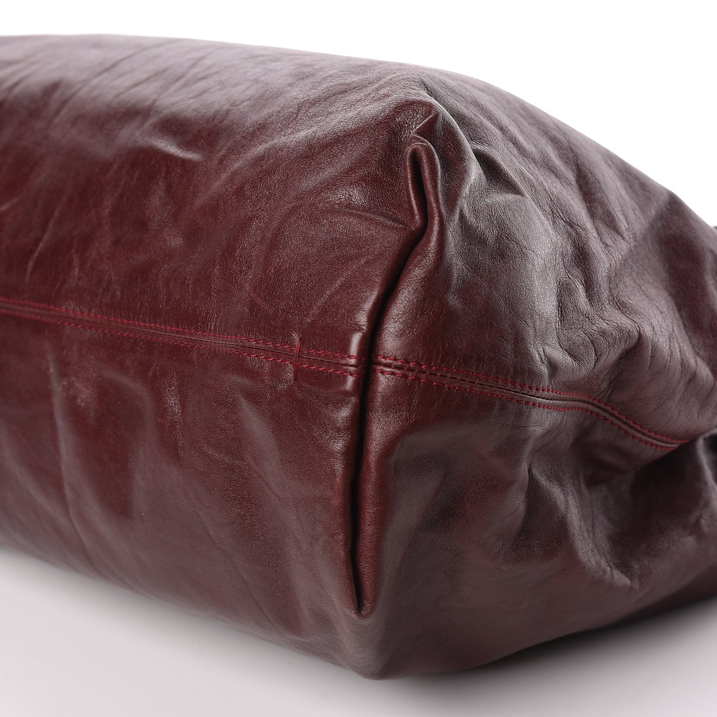 Crinkled Lambskin Tote Black Burgundy