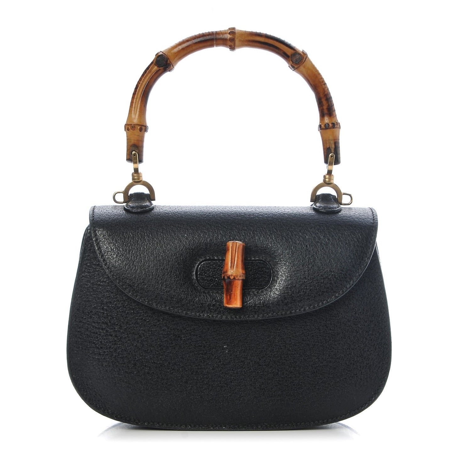 Calfskin Bamboo Small Top Handle Bag Black