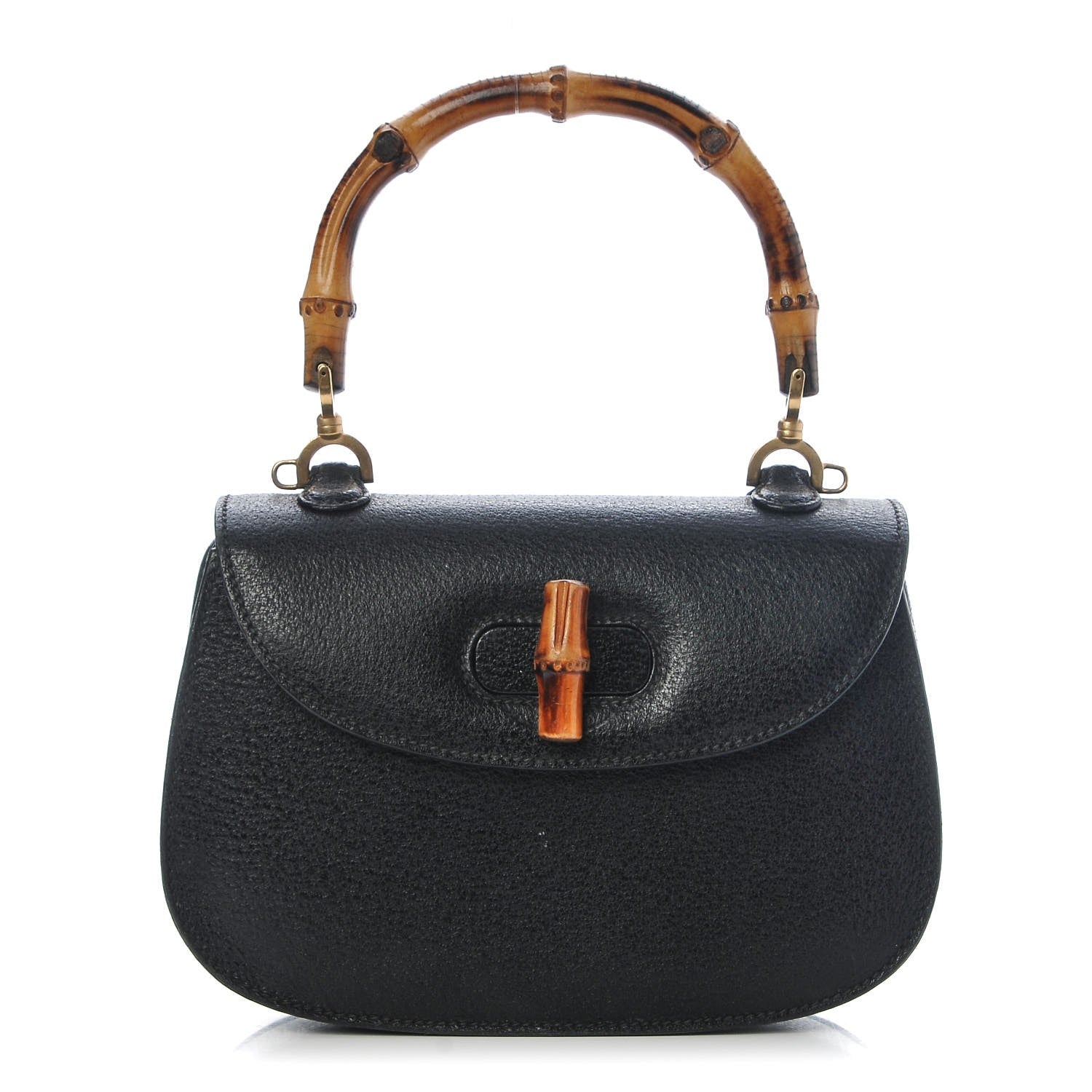 Gucci Calfskin Bamboo Small Top Handle Bag Black 1 of 7