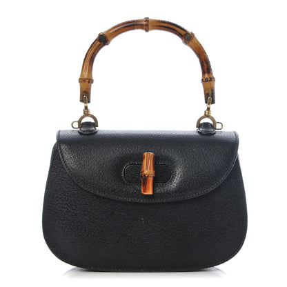 Gucci Calfskin Bamboo Small Top Handle Bag Black 1 of 7