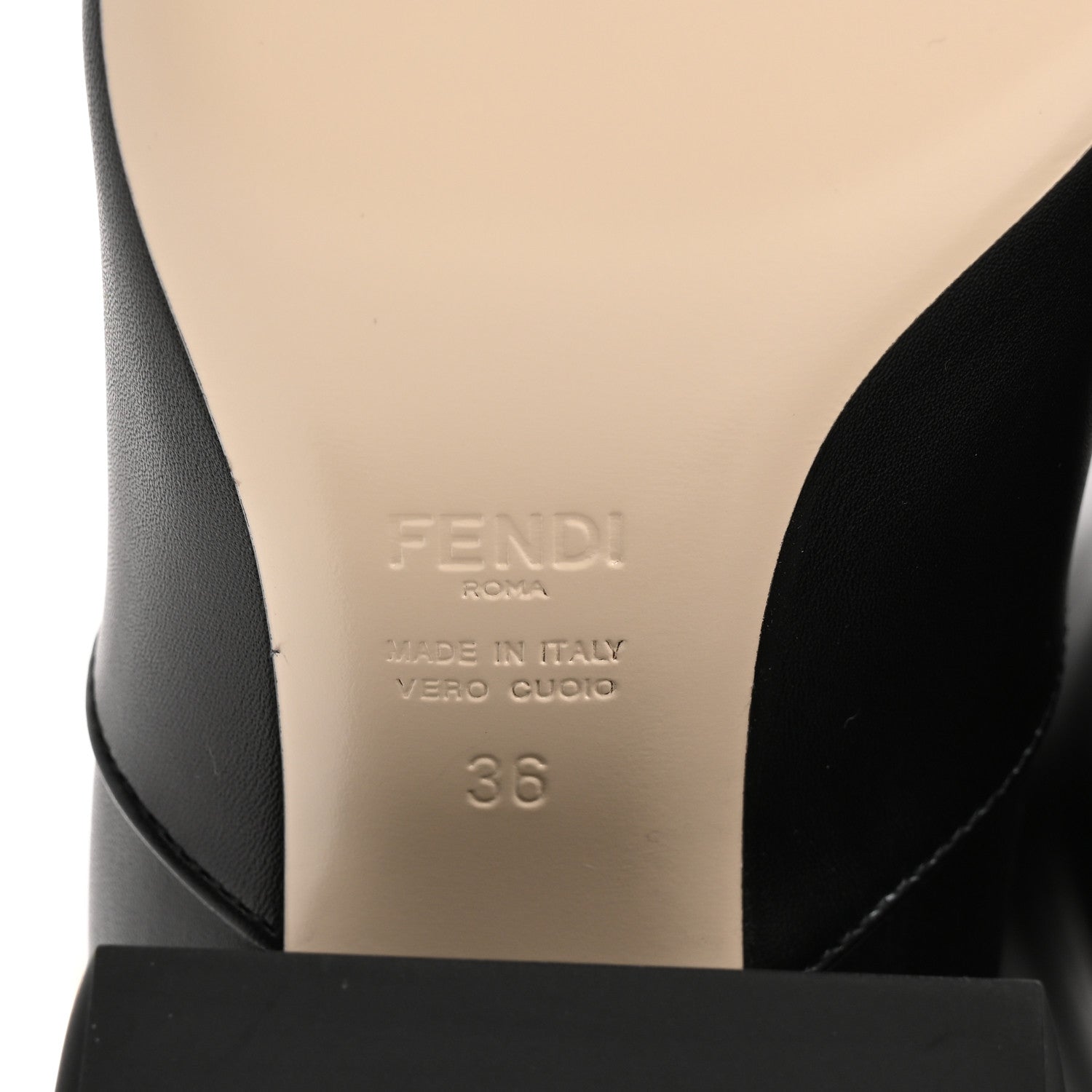 Fendi Calfskin Knee High Promenade Block Heel Boots 36 Black 7 of 7