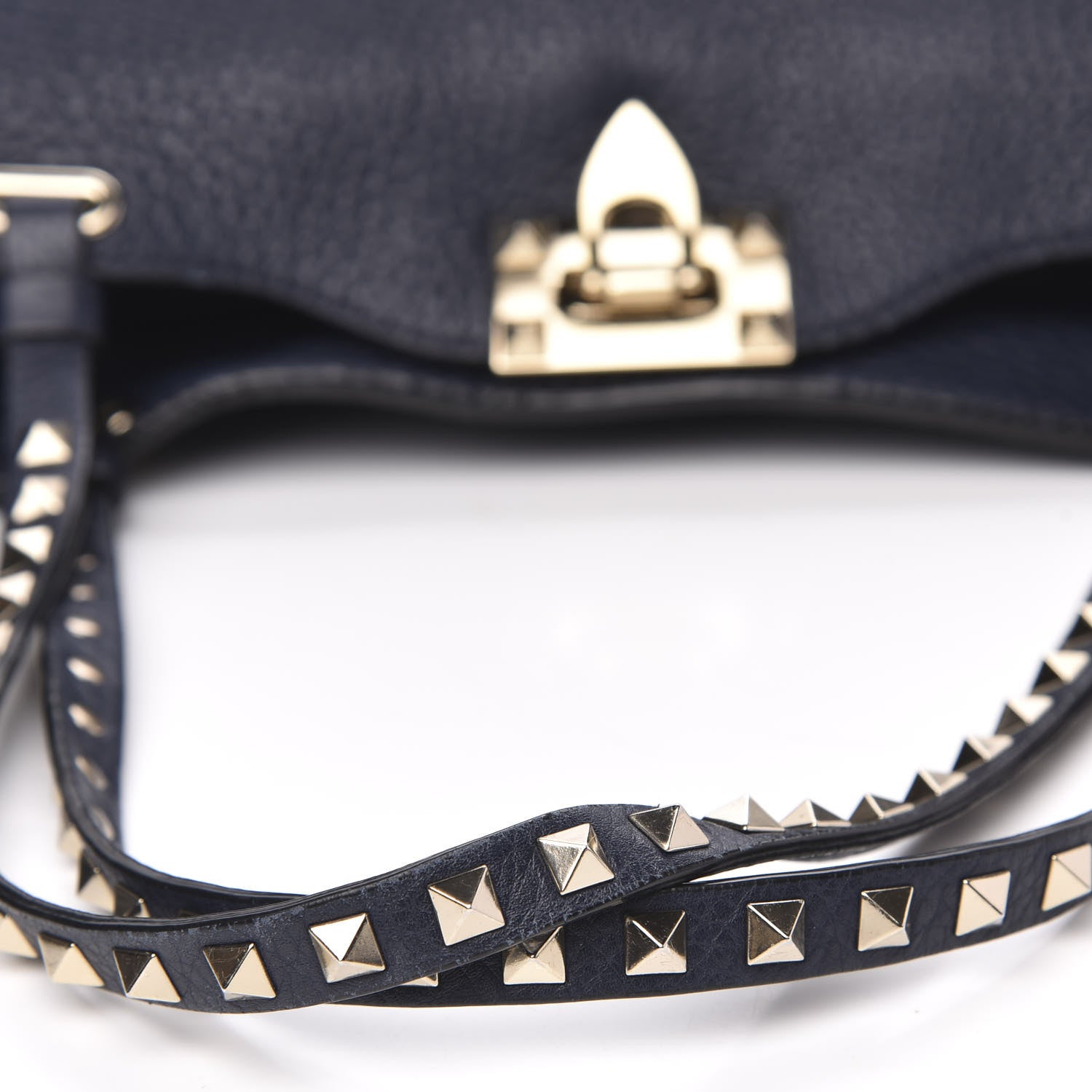Valentino Garavani Pebbled Calfskin Medium Rockstud Tote Marine 9 of 9
