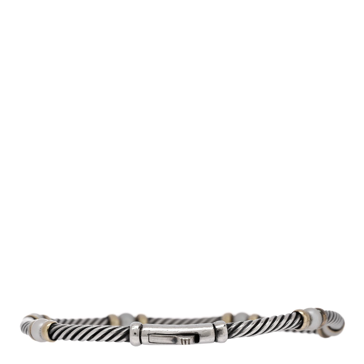 David Yurman Sterling Silver 14K Yellow Gold Pearl 5mm Hampton Bracelet 2 of 3