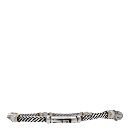 David Yurman Sterling Silver 14K Yellow Gold Pearl 5mm Hampton Bracelet 2 of 3