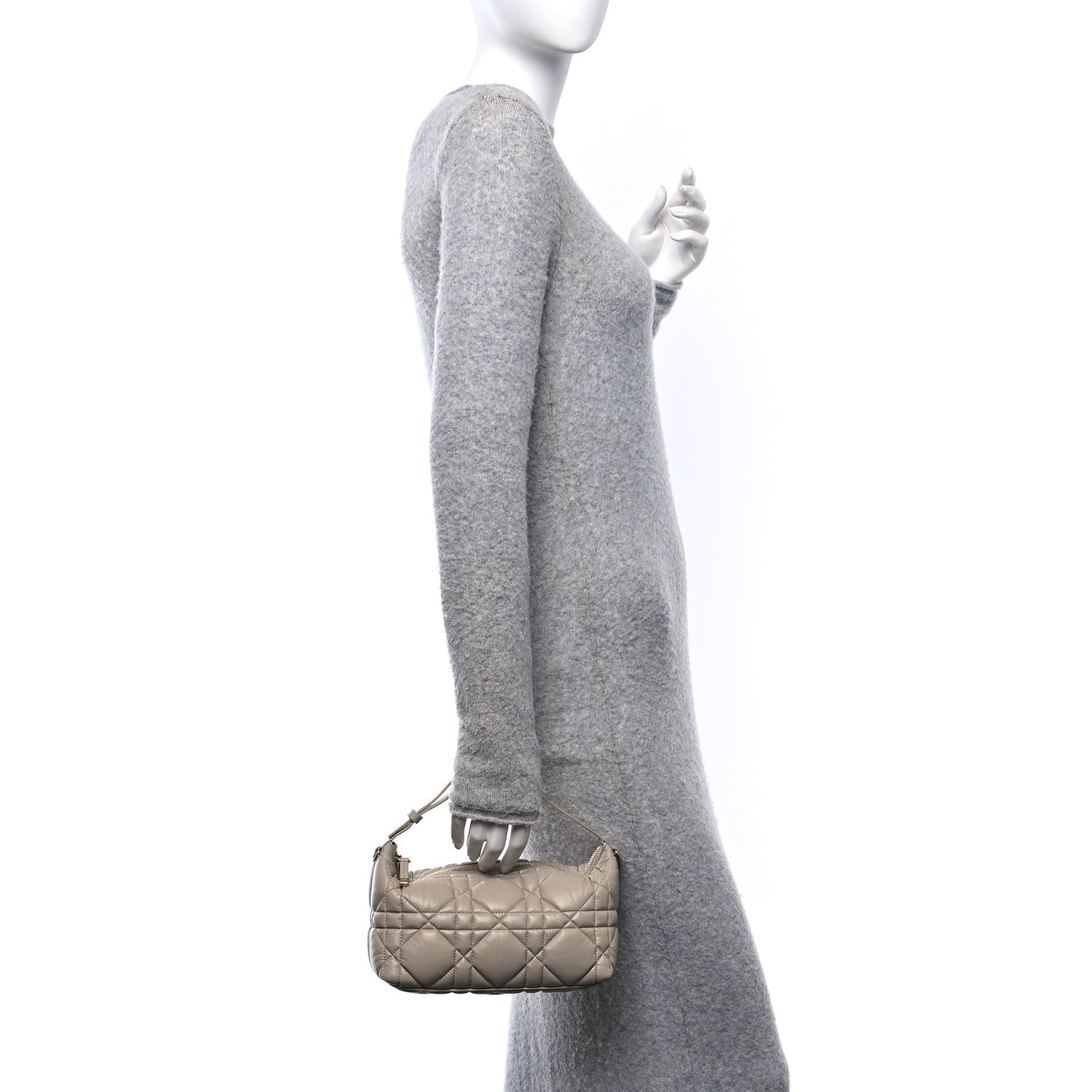 Christian Dior Calfskin Macrocannage Medium Diortravel Nomad Pouch Sand 2 of 10