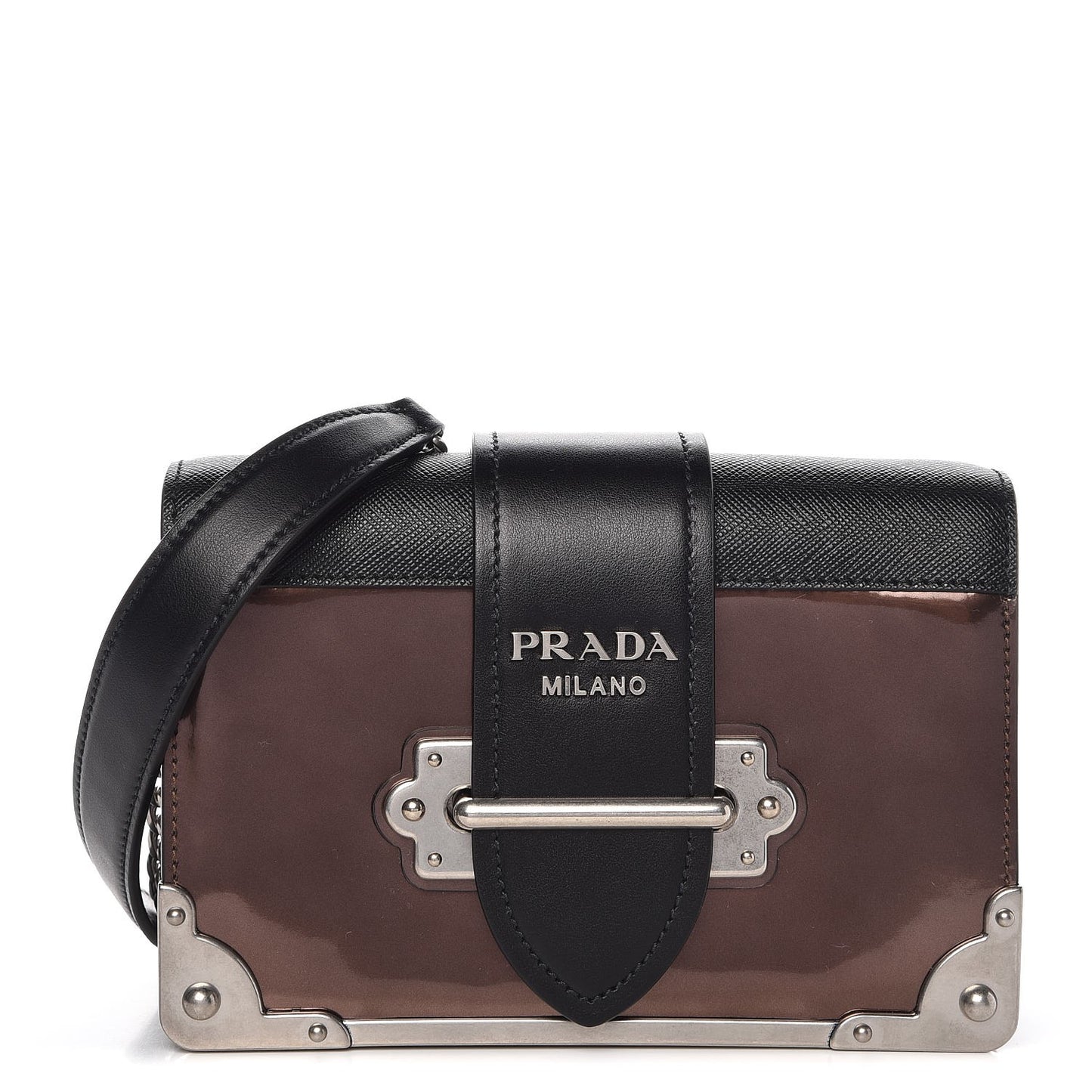 Metallic Vitello Saffiano Cahier Bag Cammeo Black