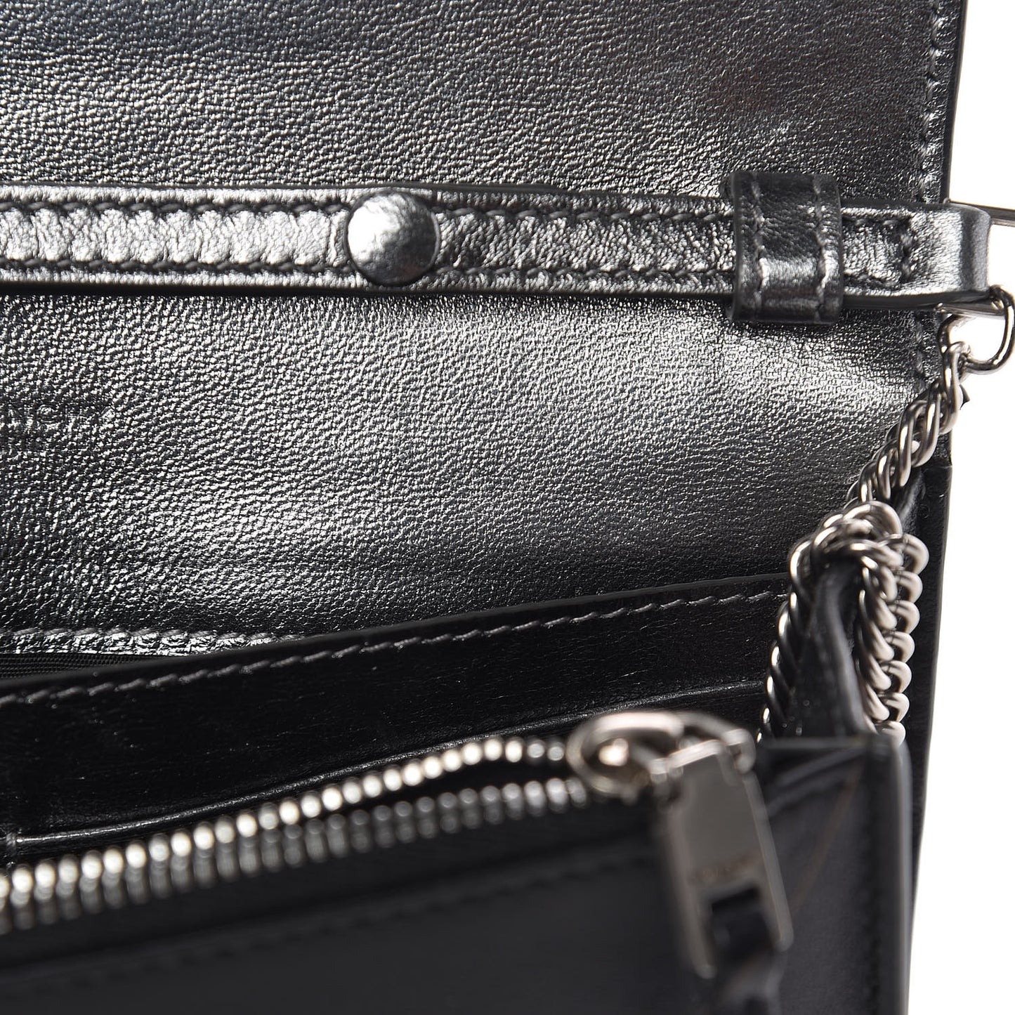 Lambskin Emblem Chain Wallet Black