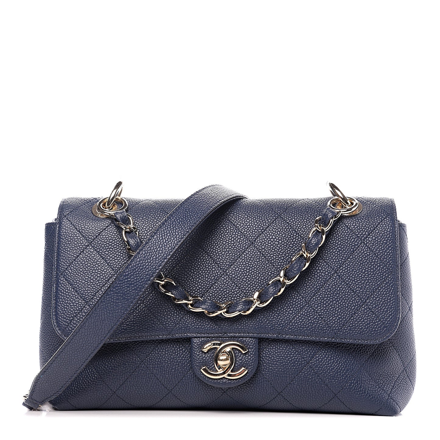 Caviar Quilted City Walk Flap Navy Blue